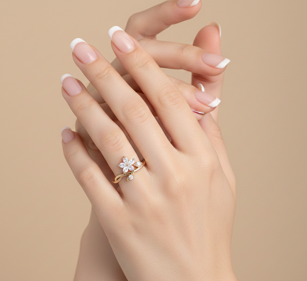 Cystal Plumeria Ring